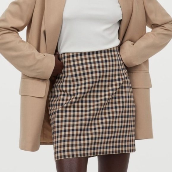 NEW H&M Gingham Plaid Checkered Skirt - Picture 1 of 5